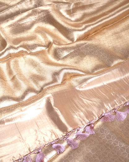 Liquid Gold - Pastel Pink Handwoven Pure Mulberry Brocade Silk Saree