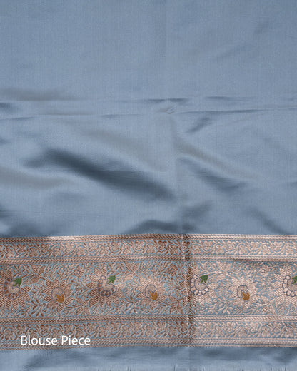Pastel Blue Banarasi Mashru Katan Silk Saree with small buttas