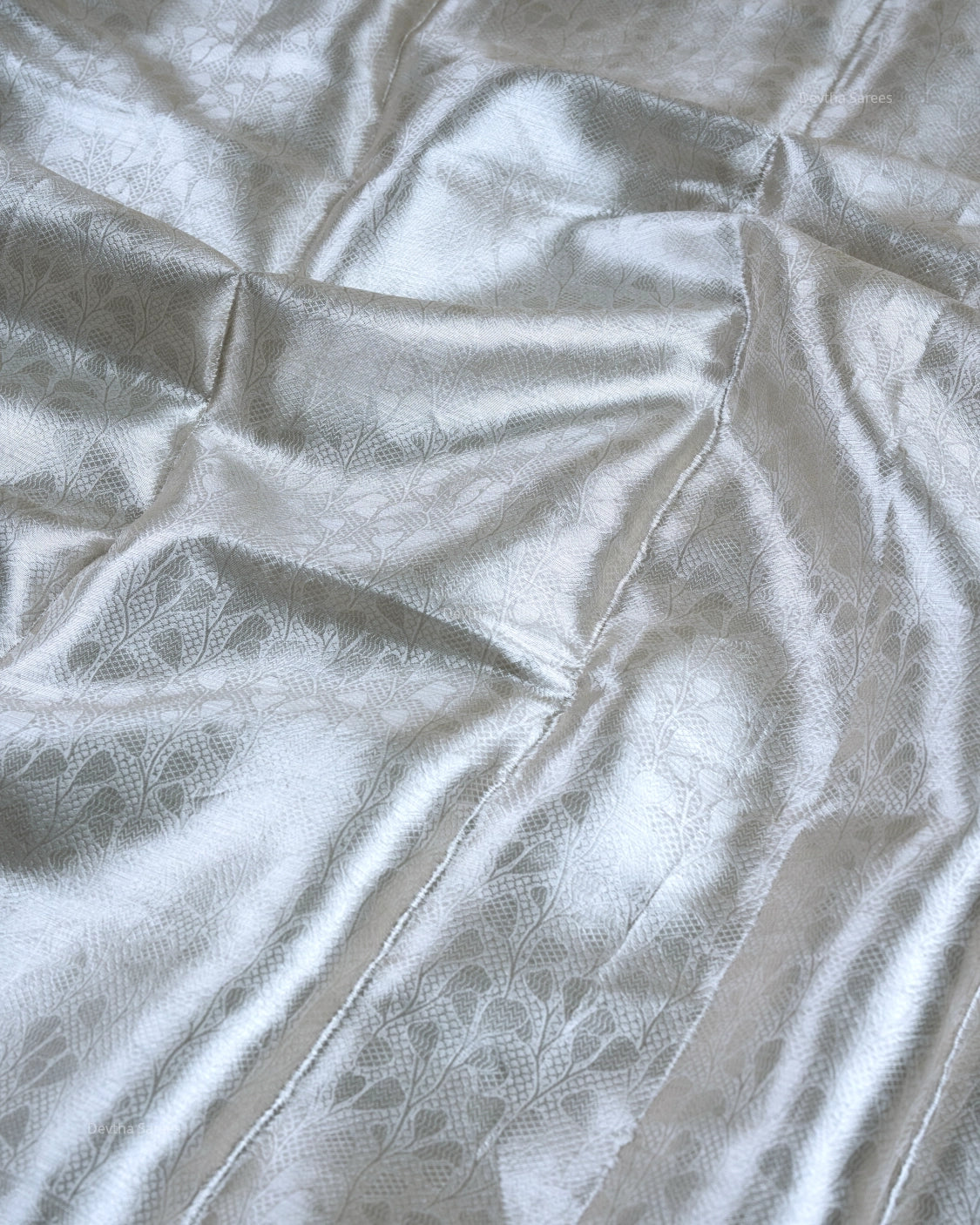 Liquid Silver - Silver Handwoven Pure Mulberry Brocade Silk Saree