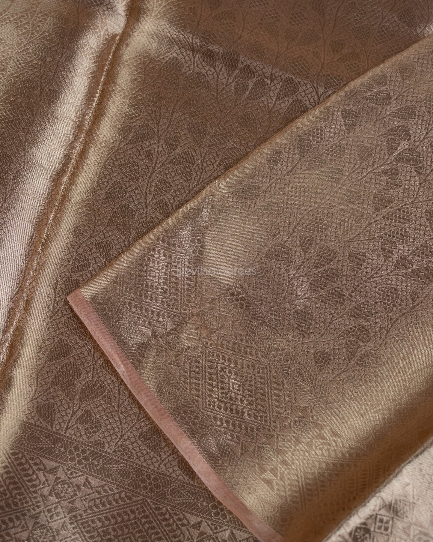Liquid Gold - Powder Peach Handwoven Pure Mulberry Brocade Silk Saree