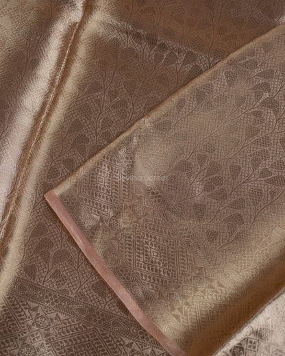 Liquid Gold - Powder Peach Handwoven Pure Mulberry Brocade Silk Saree