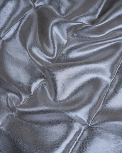 Liquid Silver - Silver Color Handwoven Pure Mulberry Brocade Silk Saree