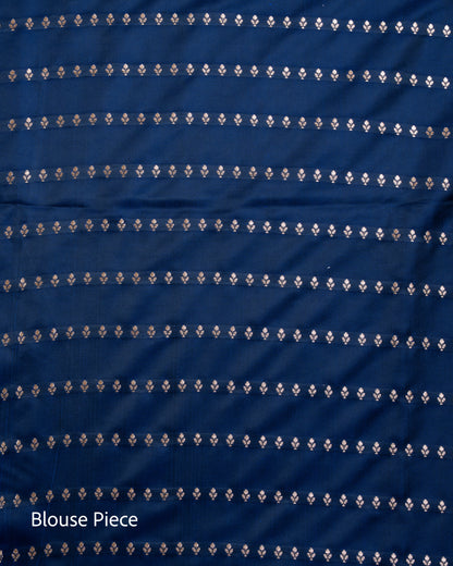 Deep Royal Blue Mashru Katan Silk Saree with Buttas