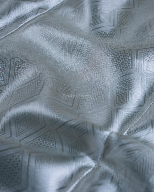 Liquid Gold - Alpine Blue Handwoven Pure Mulberry Brocade Silk Saree