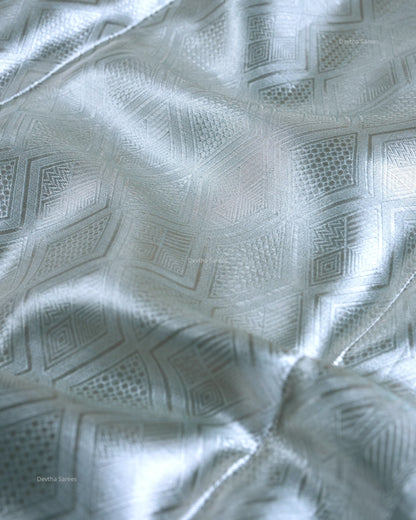 Liquid Gold - Alpine Blue Handwoven Pure Mulberry Brocade Silk Saree