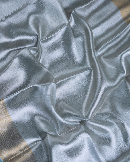 Liquid Gold - Alpine Blue Handwoven Pure Mulberry Brocade Silk Saree