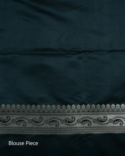 Bottle Green Mashru Katan Silk Saree with Floral Jaal Weave