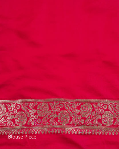 Pinkish Red Mashru Katan Silk Saree with Small Buttas