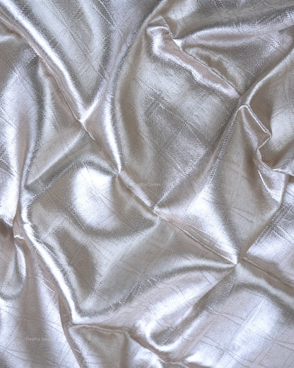 Liquid Gold - Silver Color Handwoven Pure Mulberry Brocade Silk Saree