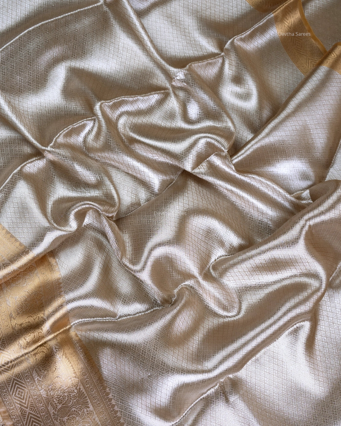 Liquid Gold - Pirate Gold Color Handwoven Pure Mulberry Brocade Silk Saree