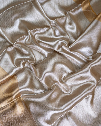 Liquid Gold - Pirate Gold Color Handwoven Pure Mulberry Brocade Silk Saree