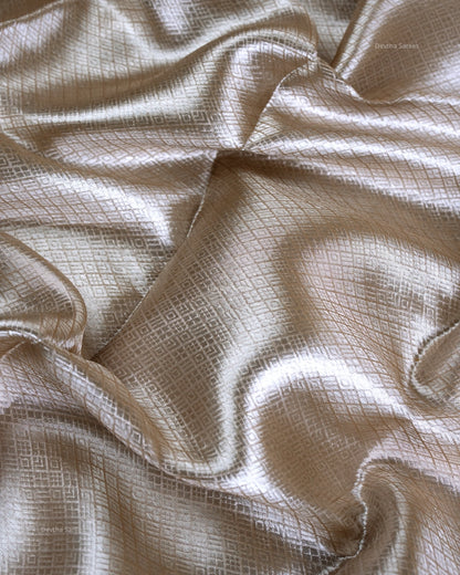 Liquid Gold - Pirate Gold Color Handwoven Pure Mulberry Brocade Silk Saree