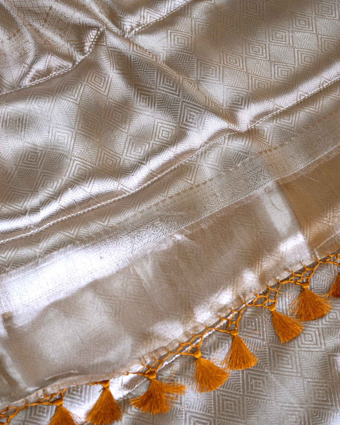 Liquid Gold - Pirate Gold Color Handwoven Pure Mulberry Brocade Silk Saree