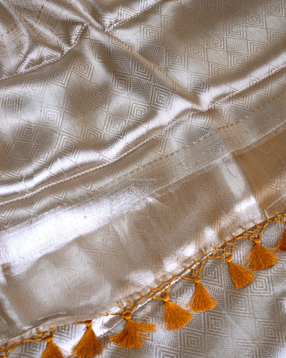 Liquid Gold - Pirate Gold Color Handwoven Pure Mulberry Brocade Silk Saree