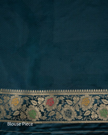 Bottle Green Mashru Katan Silk Saree with Meenakari Weave