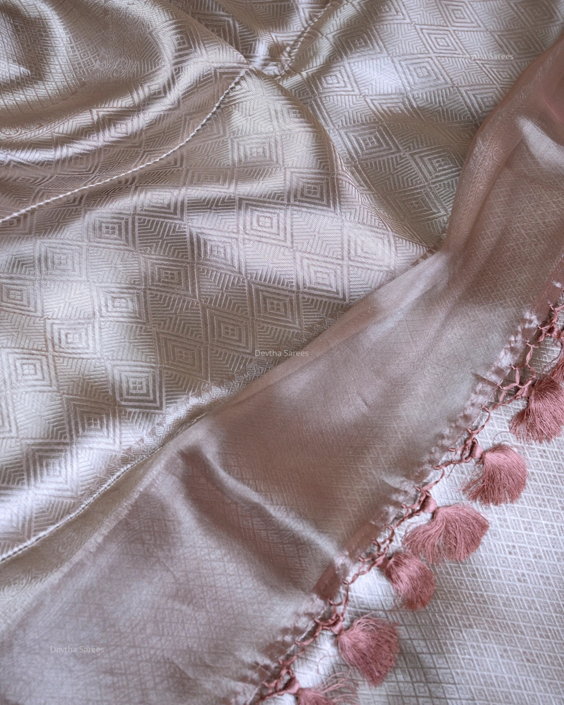 Liquid Gold - Blush Pink Handwoven Pure Mulberry Brocade Silk Saree