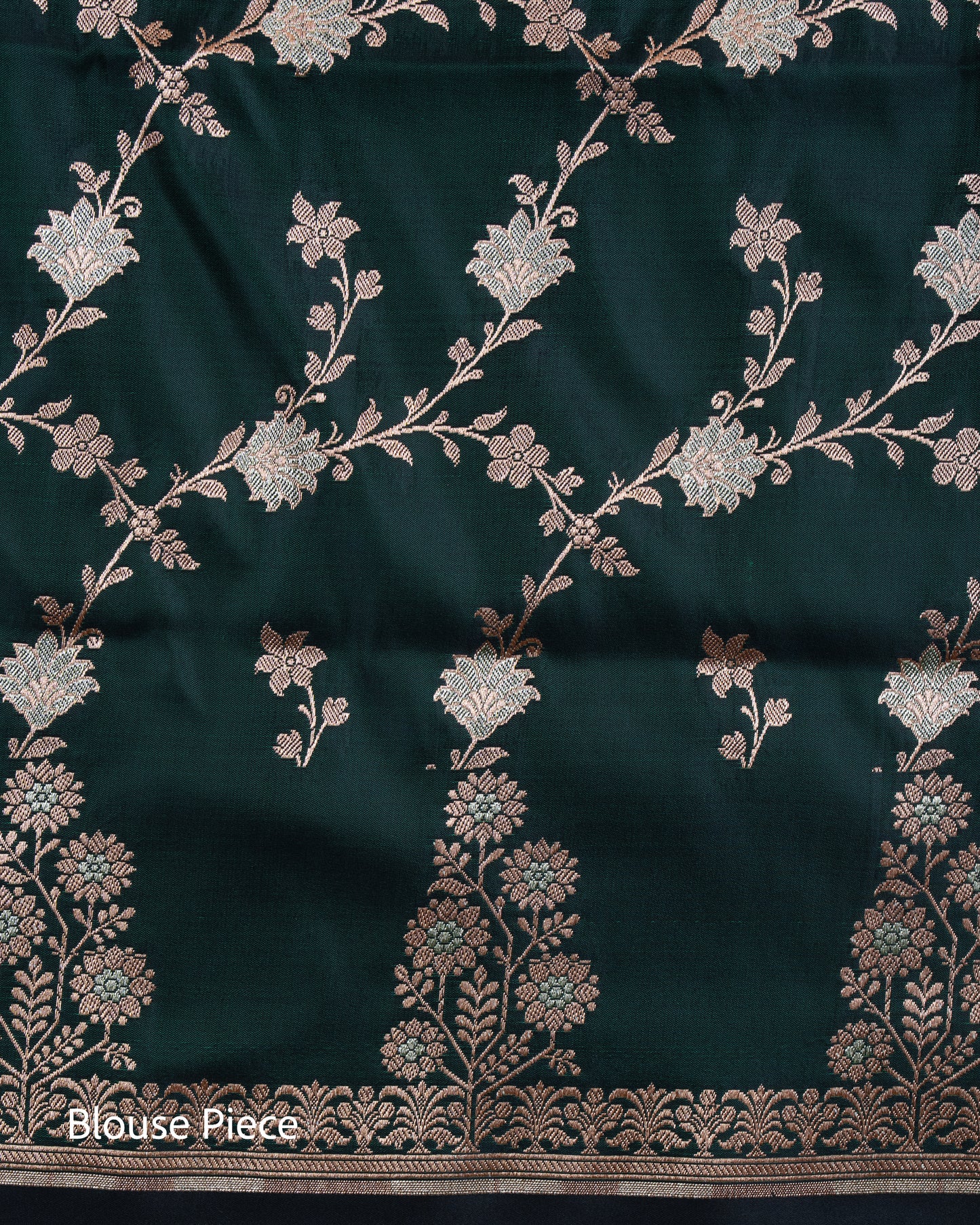 Bottle Green Mashru Katan Silk Saree with Buttas
