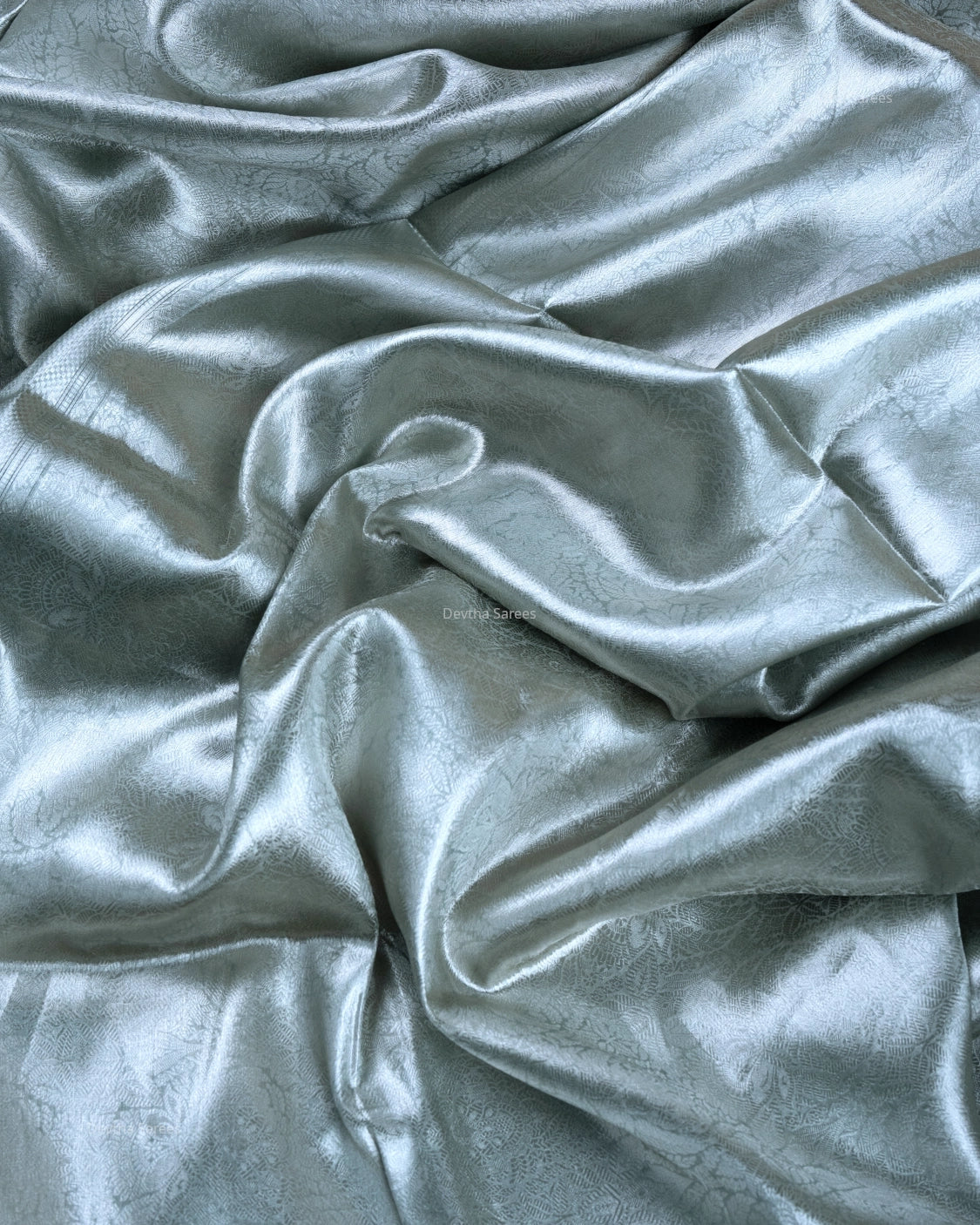 Liquid Silver - Powder Blue Handwoven Pure Mulberry Brocade Silk Saree