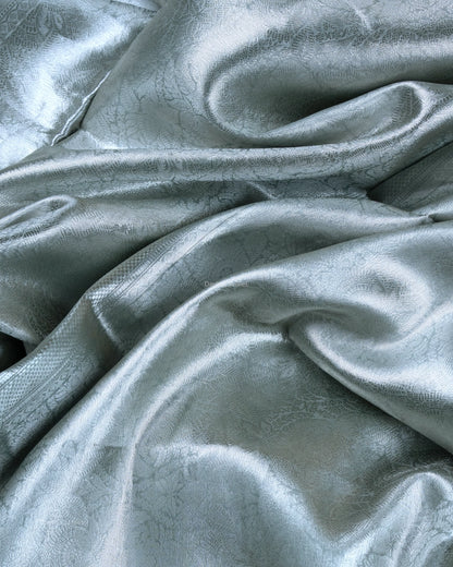 Liquid Silver - Powder Blue Handwoven Pure Mulberry Brocade Silk Saree