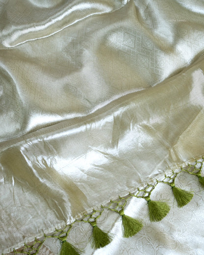 Liquid Gold - Olive Green Handwoven Pure Mulberry Brocade Silk Saree