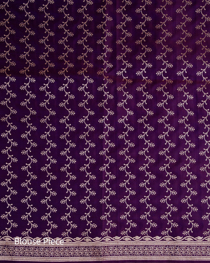 Wine Purple Mashru Katan Silk Saree with Buttas