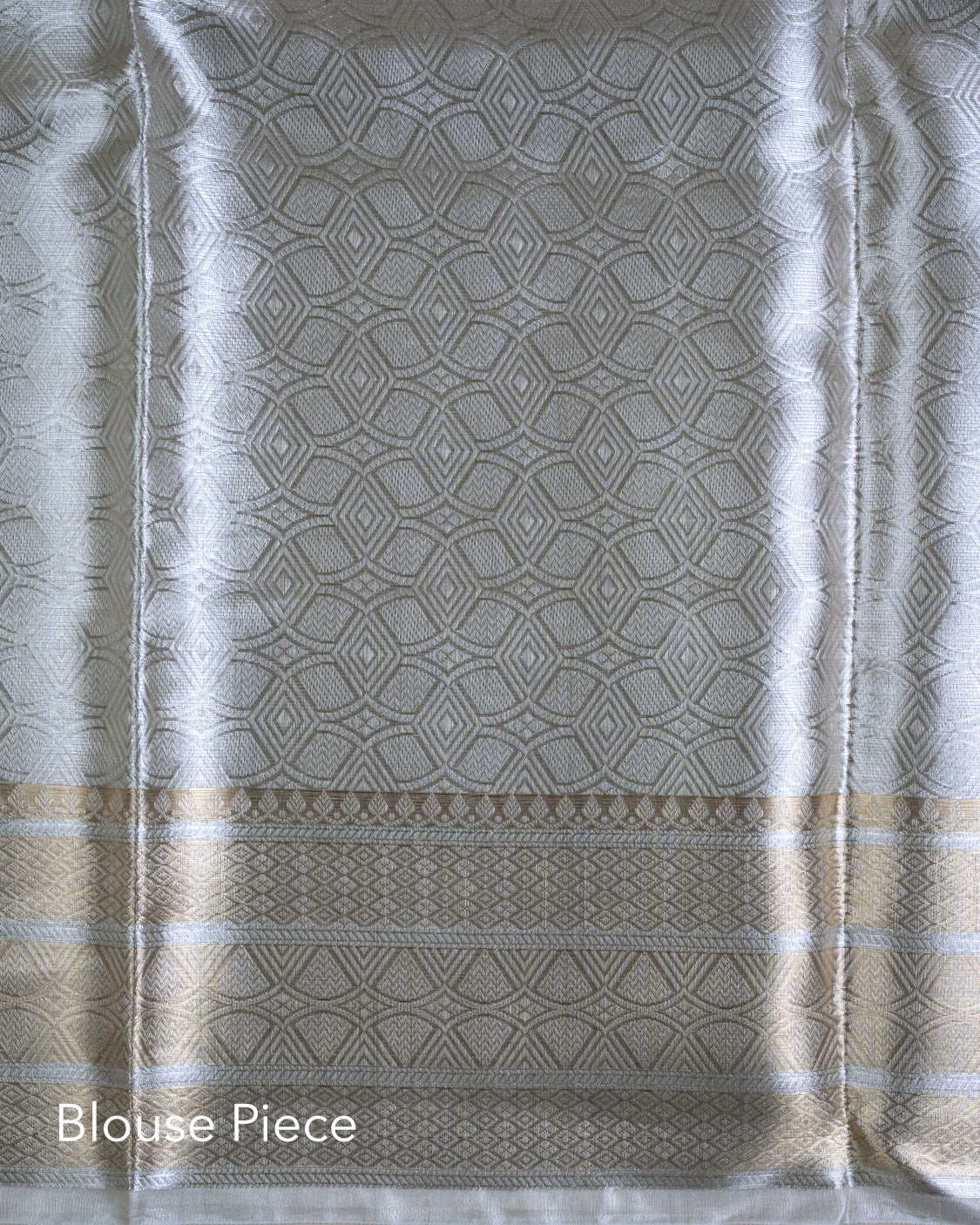 Liquid Gold - Arctic Silver Color Handwoven Pure Mulberry Brocade Silk Saree