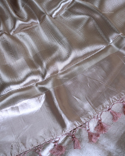 Liquid Gold - Coral Pink Handwoven Pure Mulberry Brocade Silk Saree