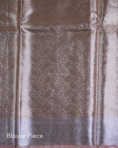 Liquid Gold - Spanish Peach Handwoven Pure Mulberry Brocade Silk Saree