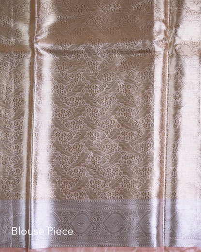 Liquid Gold - Spanish Peach Handwoven Pure Mulberry Brocade Silk Saree