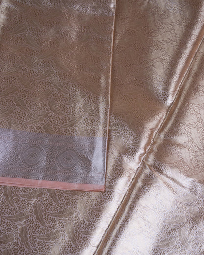 Liquid Gold - Spanish Peach Handwoven Pure Mulberry Brocade Silk Saree
