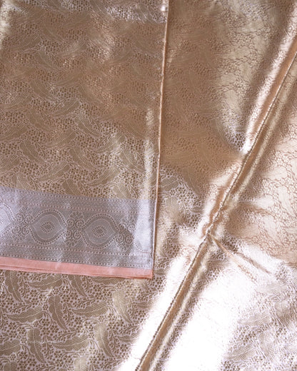 Liquid Gold - Spanish Peach Handwoven Pure Mulberry Brocade Silk Saree