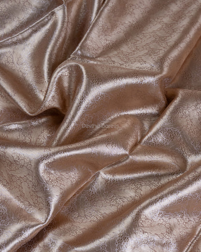 Liquid Gold - Spanish Peach Handwoven Pure Mulberry Brocade Silk Saree