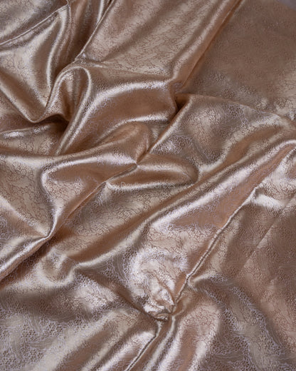 Liquid Gold - Spanish Peach Handwoven Pure Mulberry Brocade Silk Saree