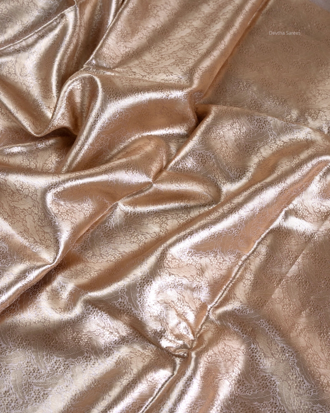 Liquid Gold - Spanish Peach Handwoven Pure Mulberry Brocade Silk Saree