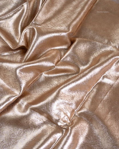 Liquid Gold - Spanish Peach Handwoven Pure Mulberry Brocade Silk Saree