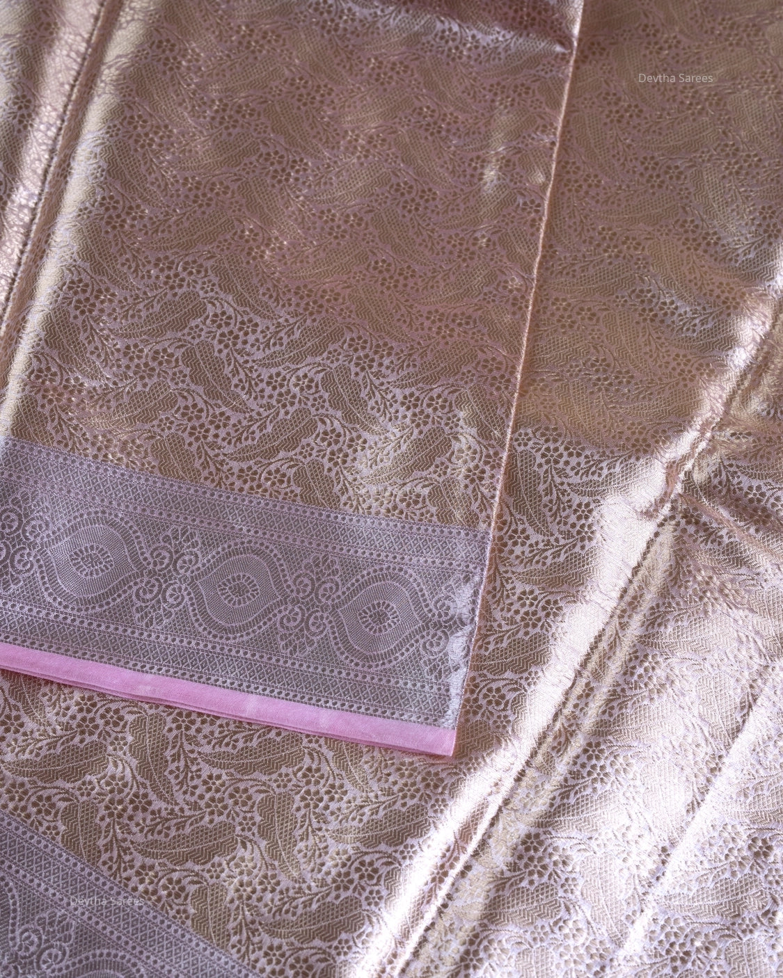 Liquid Gold - Supreme Pink Handwoven Pure Mulberry Brocade Silk Saree