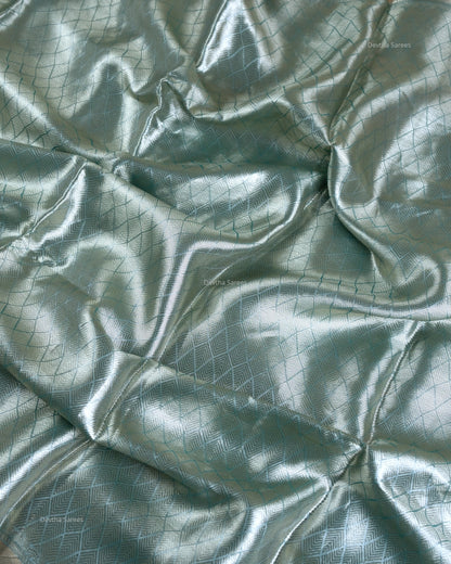 Liquid Gold - Planet Blue Handwoven Pure Mulberry Brocade Silk Saree