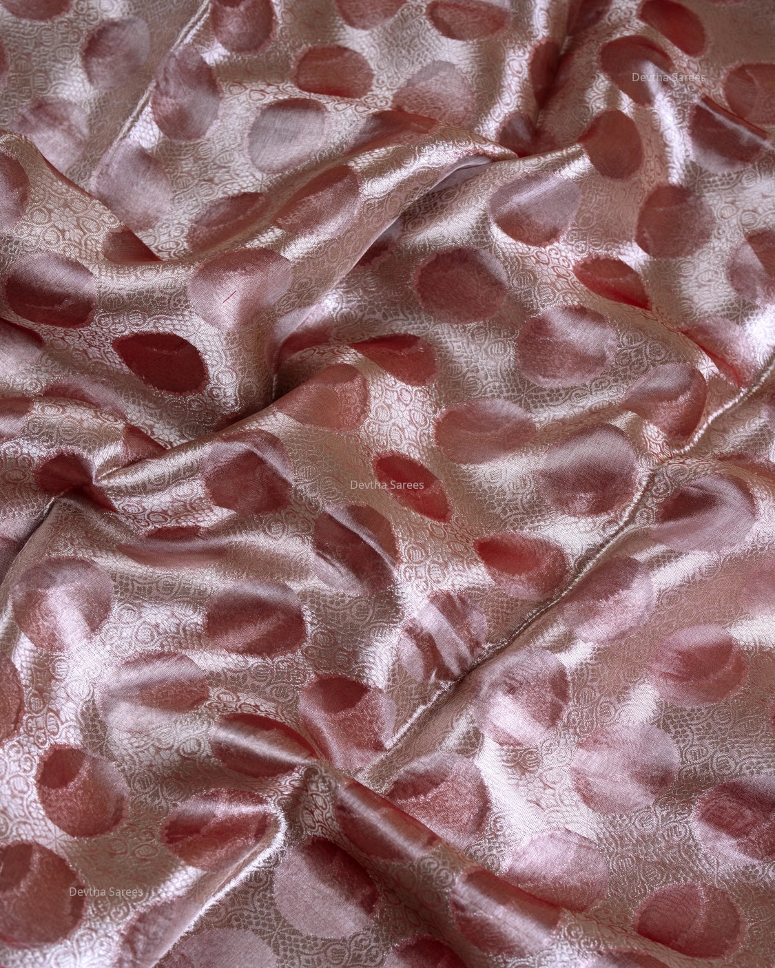 Liquid Gold - Romantic Red Handwoven Pure Mulberry Brocade Silk Saree with Round Pattern