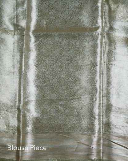 Liquid Gold - Olive Green Handwoven Pure Mulberry Brocade Silk Saree