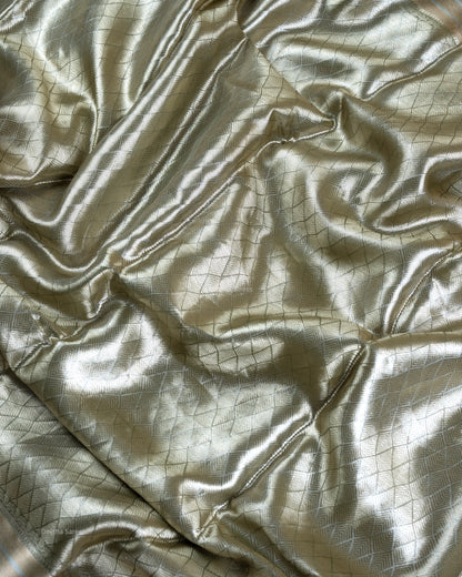 Liquid Gold - Olive Green Handwoven Pure Mulberry Brocade Silk Saree