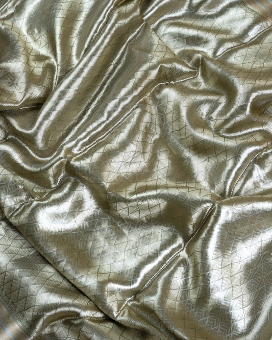 Liquid Gold - Olive Green Handwoven Pure Mulberry Brocade Silk Saree