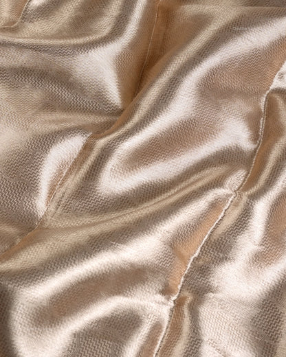Liquid Gold - Chilly White Handwoven Pure Mulberry Brocade Silk Saree