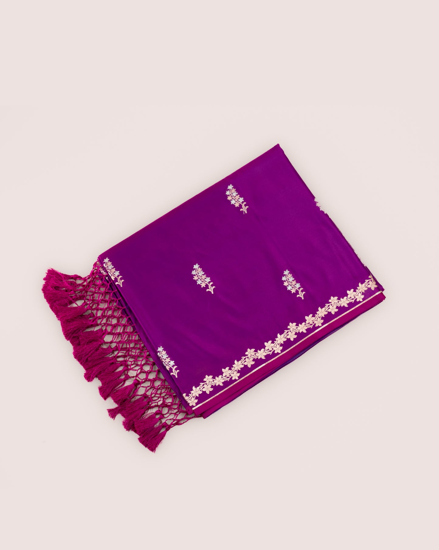Purple Banarasi Mashru Katan Silk Saree with buttas