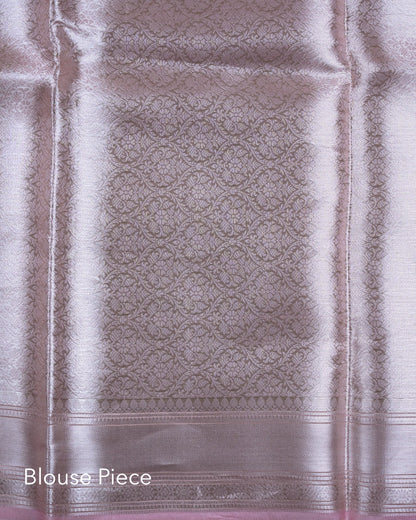 Liquid Silver - Pastel Pink Handwoven Pure Mulberry Brocade Silk Saree