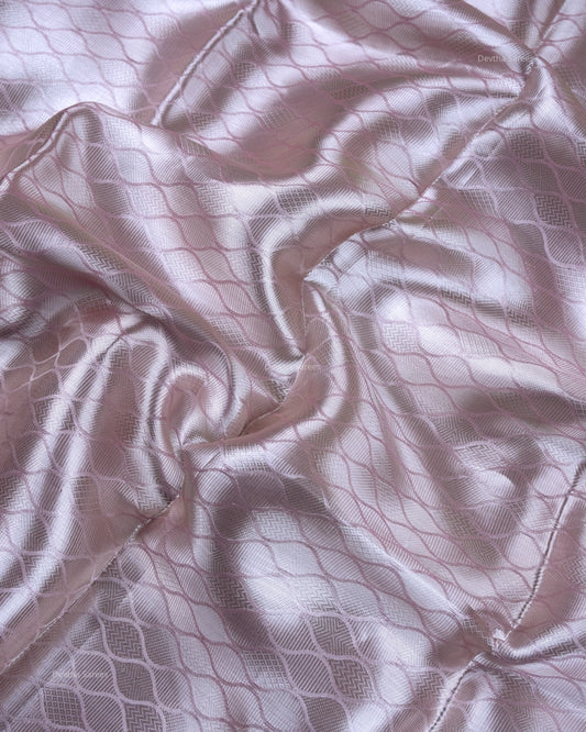 Liquid Silver - Pastel Pink Handwoven Pure Mulberry Brocade Silk Saree