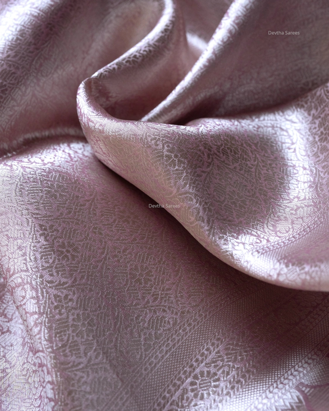 Liquid Silver - Pastel Pink Handwoven Pure Mulberry Brocade Silk Saree
