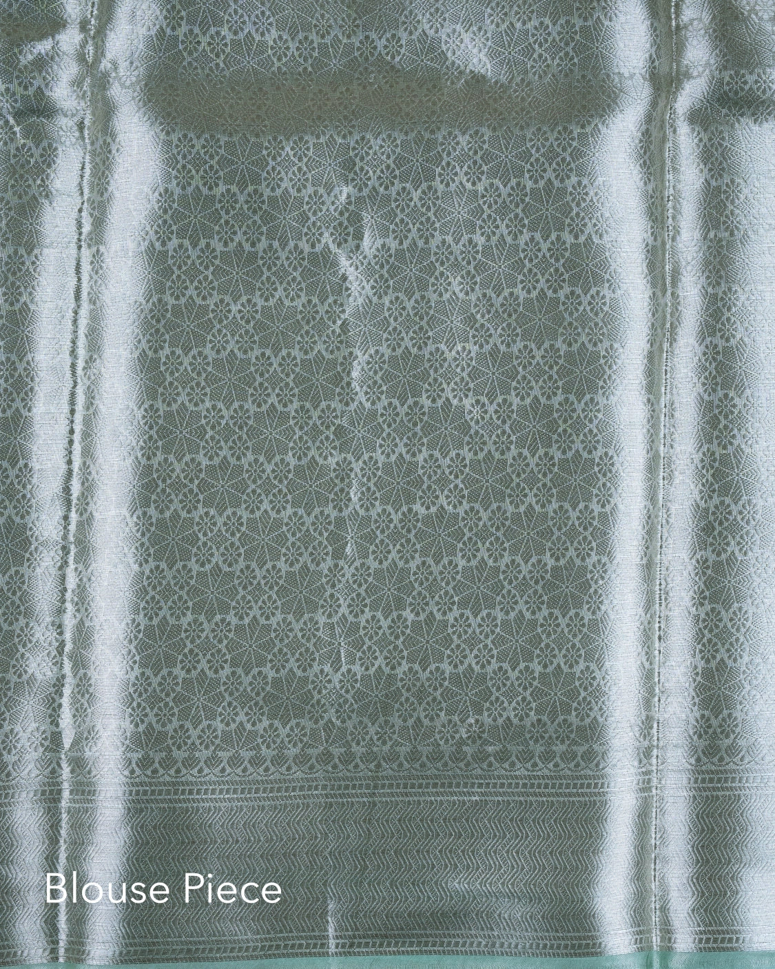 Liquid Silver - Sage Green Handwoven Pure Mulberry Brocade Silk Saree
