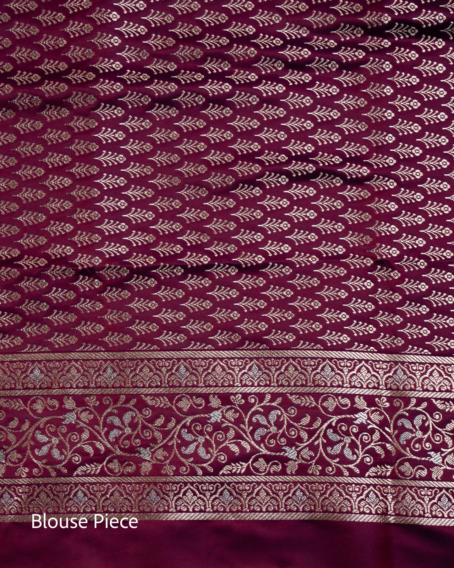 Deep Wine Banarasi Mashru Katan Silk Saree with buttas