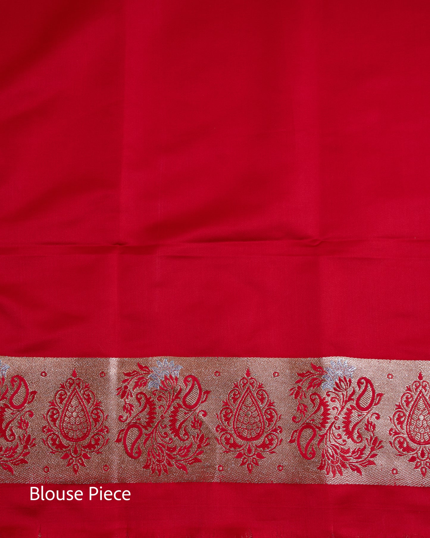 Ruby Red Banarasi Mashru Katan Silk Saree with buttas