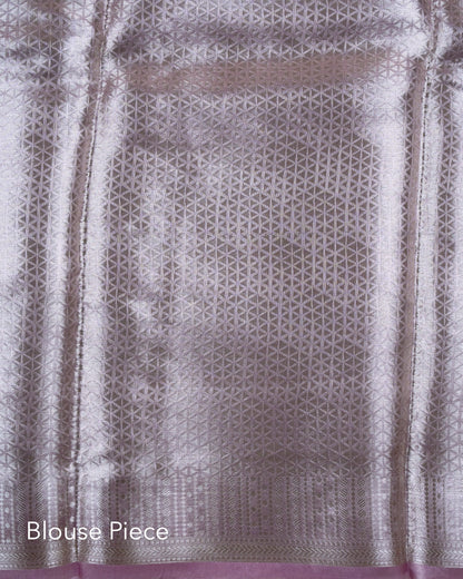 Liquid Silver - Lavender Handwoven Pure Mulberry Brocade Silk Saree
